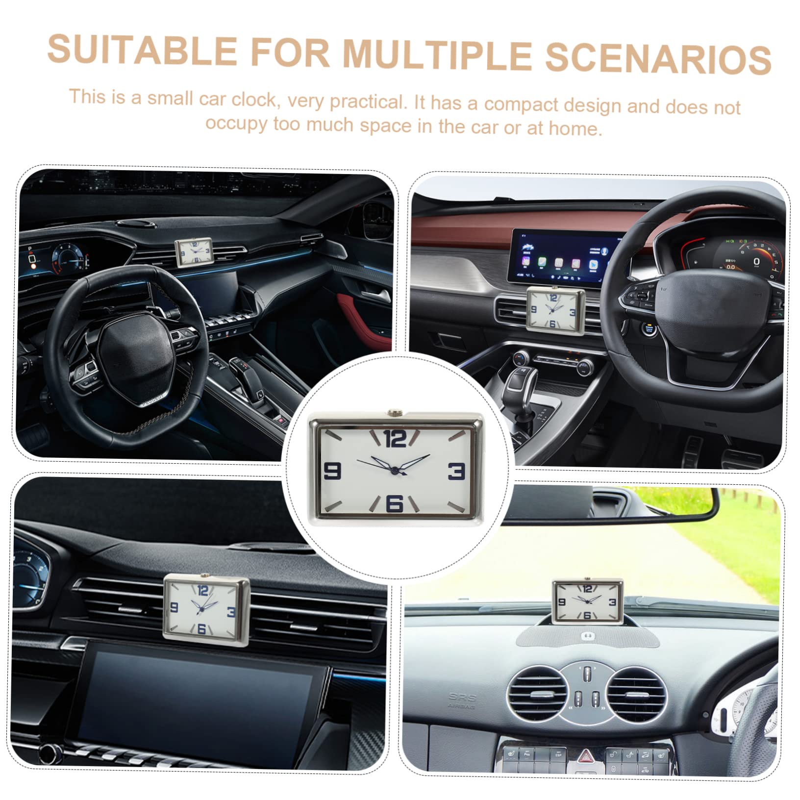 SOLUSTRE 4piezas Reloj Analógico De Tablero Para Coche Reloj De Salpicadero y Decorativo Para Vehículo Instalación y Automóviles y