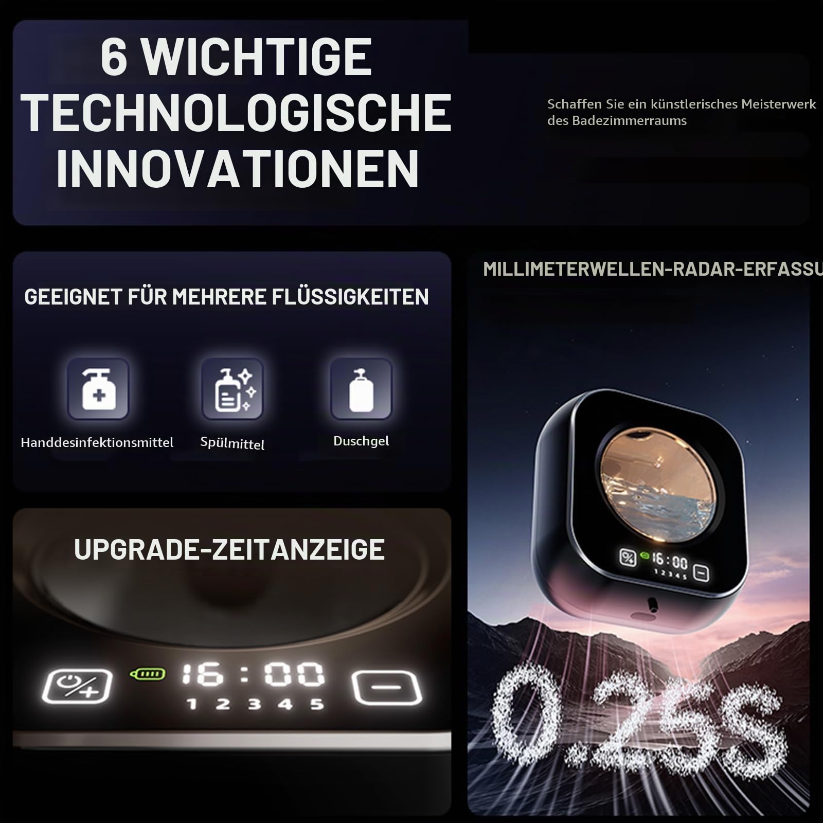 Seifenspender Automatisch Wandbefestigung, 320ML Elektrischer Seifenspender mit Sensor No Touch, 5 Stufen Wandmontage Schaumspender Flüssigseifenspender für Badezimmer und Küche, Ohne Bohren
