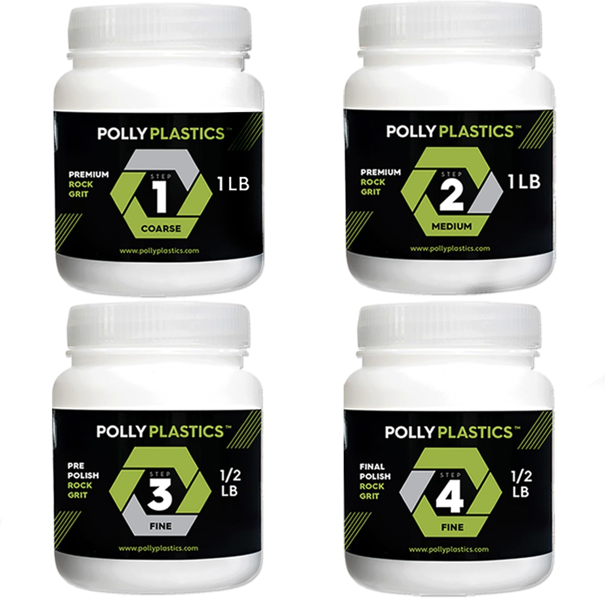 Polly Plastics Rock Tumbler Tumbling Media Grit Kit in Heavy Duty Resealable Bags - No Filler Material