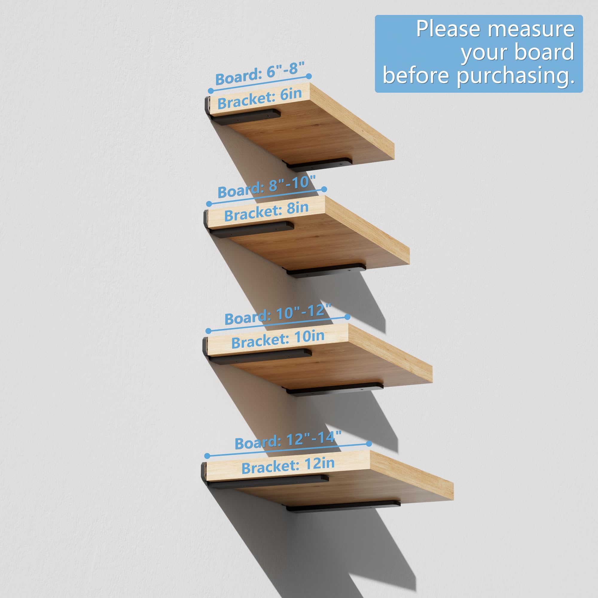 Confezione da 4 staffe galleggianti per mensole, staffe per scaffali, in legno, resistenti, 15,2 cm, 25,4 cm, 30,5 cm, design con staffa nascosta (4, 30,5 cm)