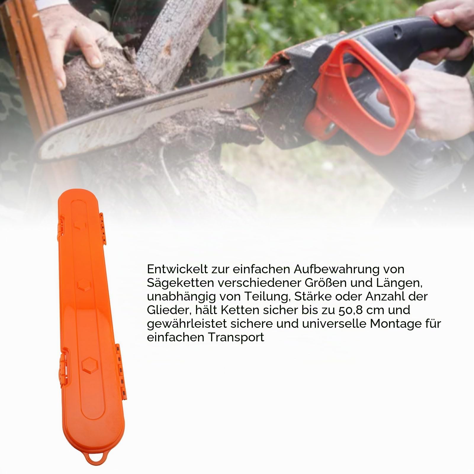 Aufbewahrungsbox für Kettensägenketten,Kunststoff-Kettensägenkettenkasten,Kunststoff-Organizer mit Großer Kapazität, Tragetasche für Elektrische Sägeketten für (Orange)