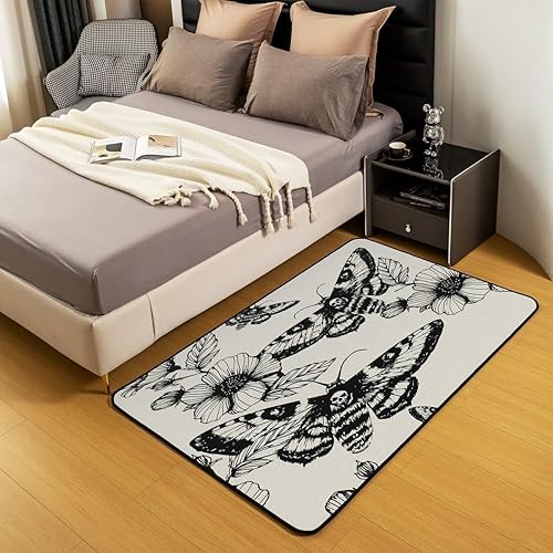Miniatura 5 de Tapete de suelo de calavera de polilla para casa, diseño de esqueleto de animales retro, decoración del hogar, alfombra duradera para interiores,