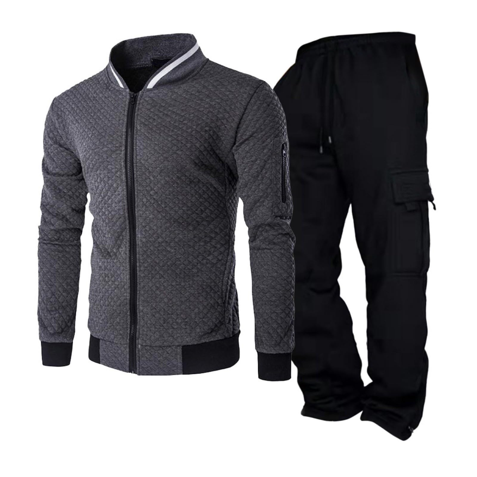 Tute da Ginnastica Uomo Maniche Lunghe Giacca invernale con cerniera Sports Jogging Pantaloni Leggero Sportiva Set Completa Felpa Tracksuit,Tuta Sportiva Uomo Invernale,Regalo Natale Halloween