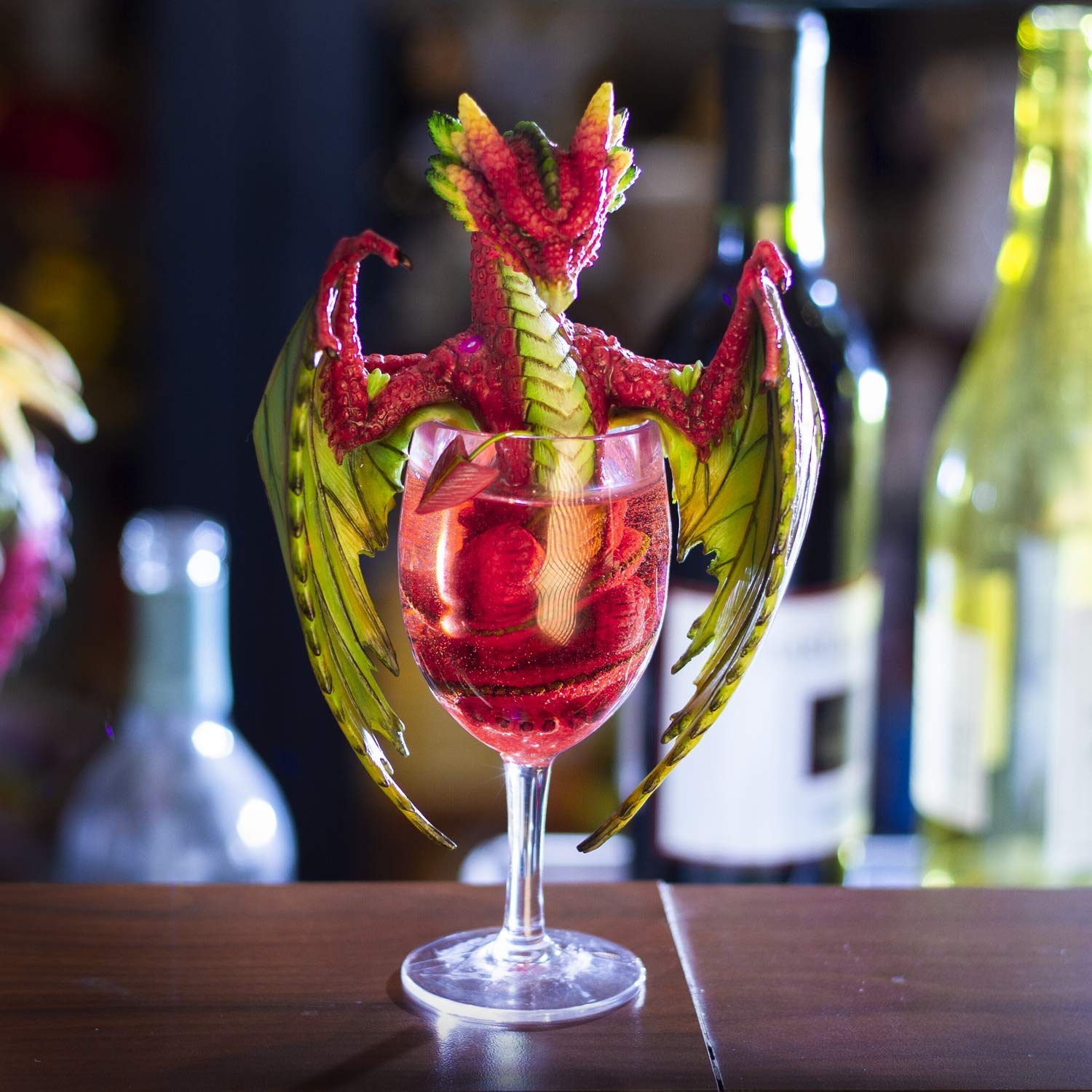 Pacific Giftware Liquor Daquiri Winged Dragon in Cup Resin Figurine by Stanley Morrison