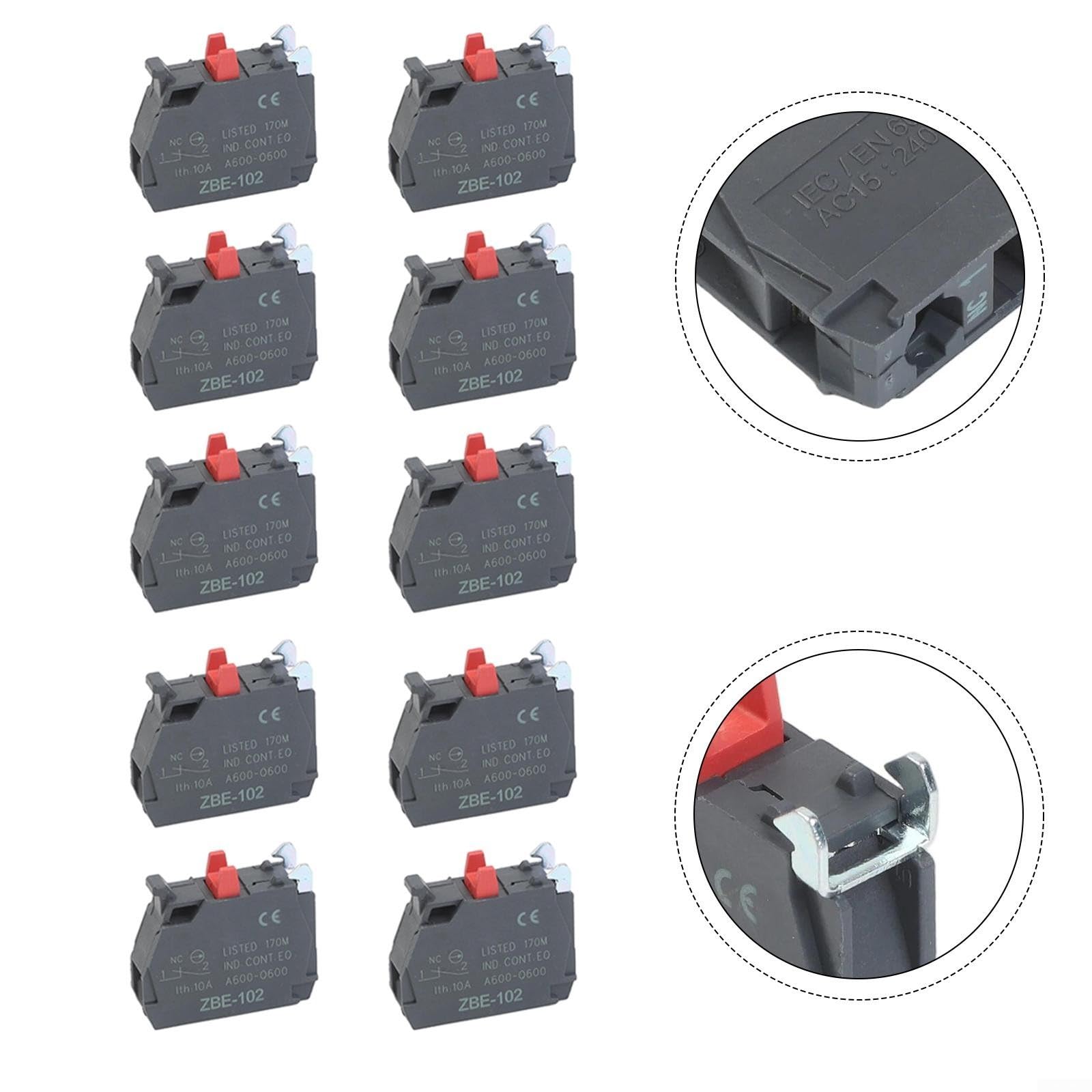 10 terminales de abrazadera de tornillo de bloque de contacto único ZBE101 ZBE102 hechos de aleación de plata, adecuados para sistemas eléctricos (ZBE-102)