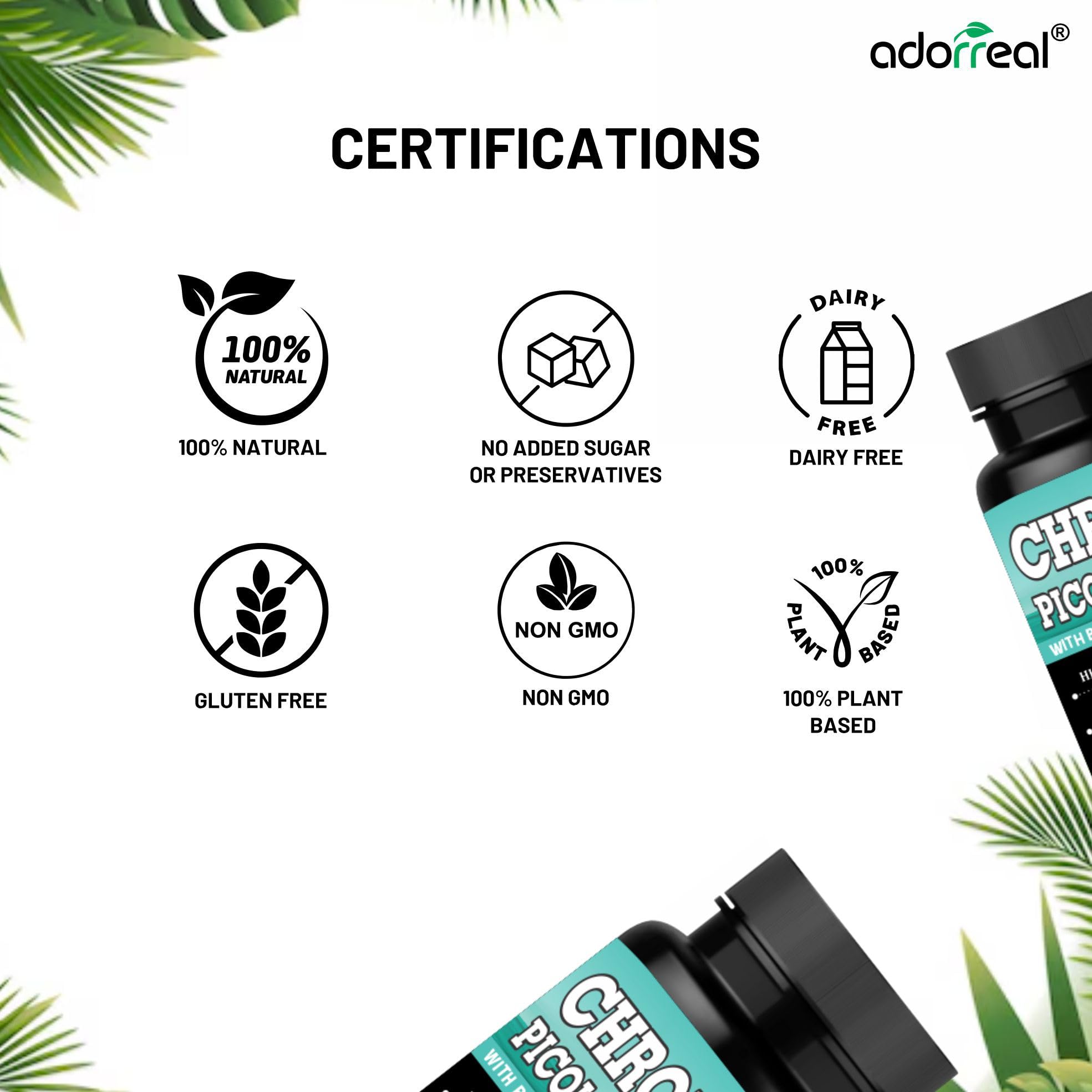 Adoreal Chromium Picolinate with Biotin 40mcg, High Potency Formula, 90 Capsules, Supports Metabolism 2