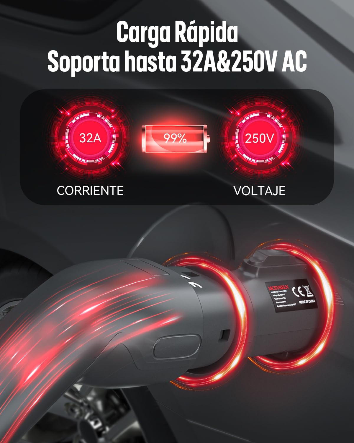 EV Adaptador de Carga Tipo 2(IEC62196) a Tipo 1(SAE J1772) | 32A/16A EV Convertidor de Cable de Carga Tipo 2 a Tipo 1 Coche Eléctrico, sólo para los Vehículos Estándar Americano