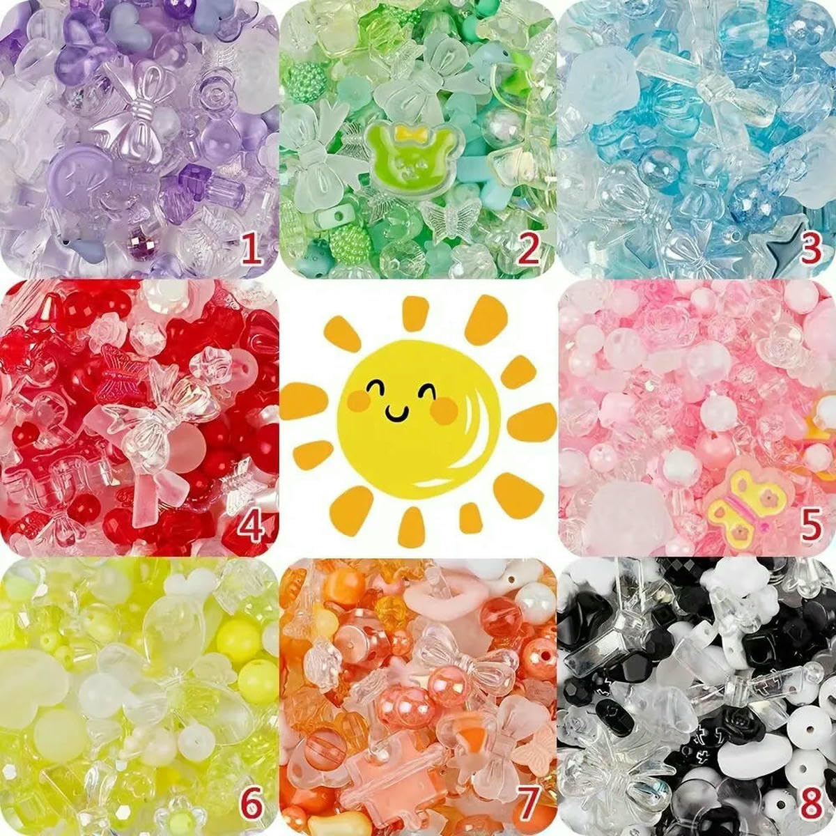 1 bolsa de cuentas acrílicas de colores surtidos estilo caramelo para hacer pulseras, joyas, cadenas para teléfono y otros accesorios hechos a mano - Rojo 500 g