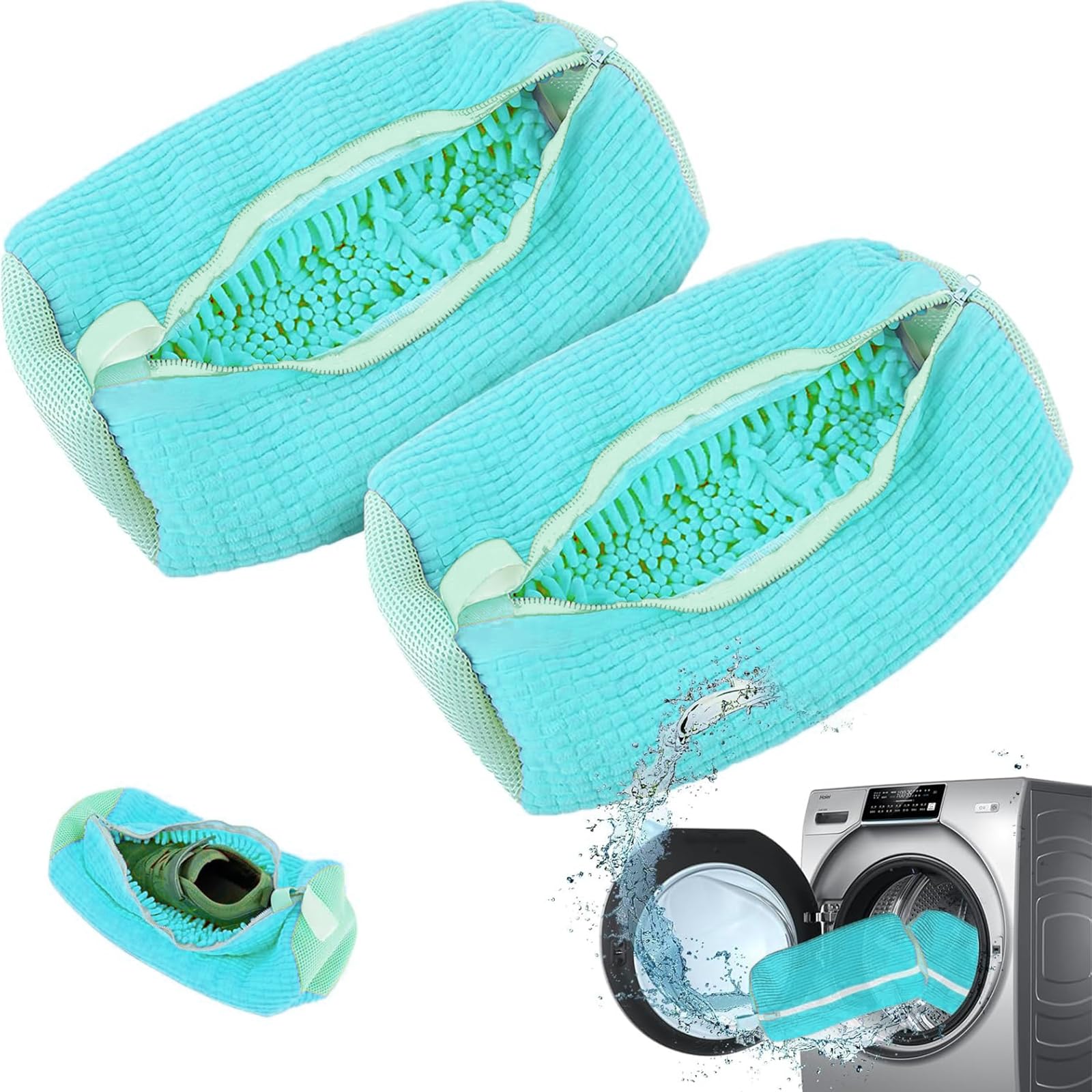 Shoe washing machine bag neaker Cleaning shoe dryer Laundry shoe bag ，Reusable,Shoe washing bag for washing machine and dryer (Blue 2PCS)