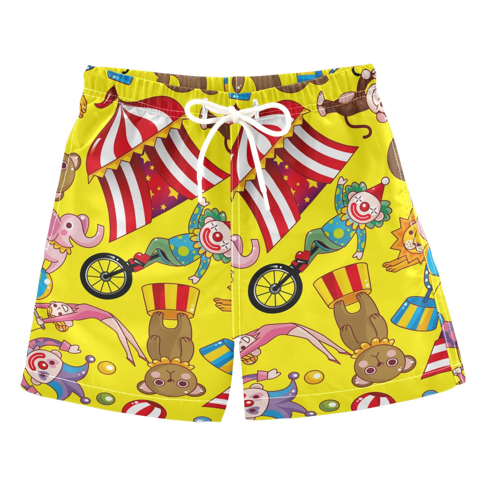 SLHKPNS Circus Clown Boy Swim Trunks Seamless Pattern Quick Dry Bathing Suit Swimsuit,Toddler Beach Board Shorts Multicoloured