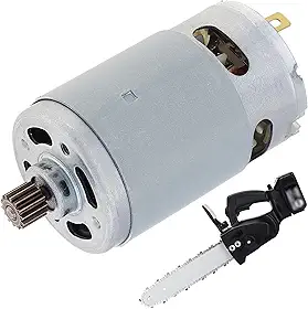 Motor de engrenagem CC prático para mini serra 21V 14 dentes motor CC com 9,5 mm de diâmetro. Peça de motosserra de latão de substituição de engrenagem prática para motosserra de uma mão