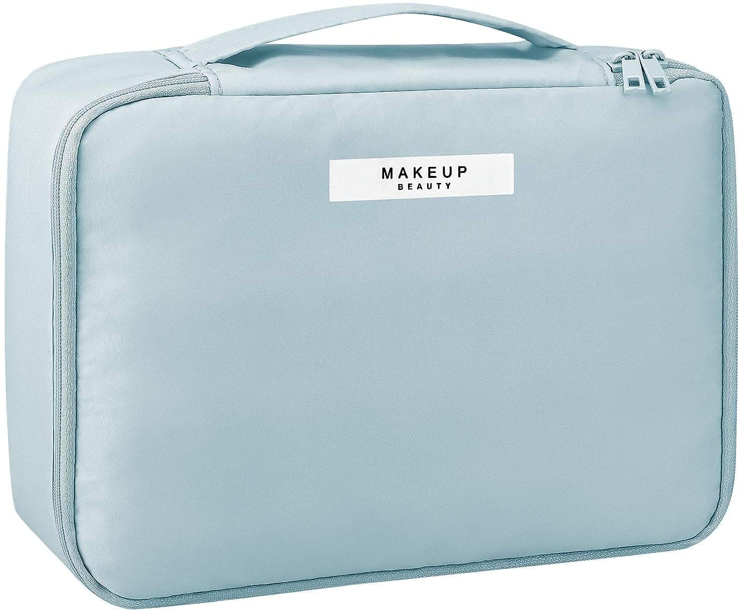 AEWIN Large Waterproof Travel Makeup Bag for Women – 2-in-1 Cosmetic Organizer with Brush Slots & Detachable Pouch – Portable Toiletry Bag with Handle – Durable Scratch-Resistant Fabric for Travel-image-1