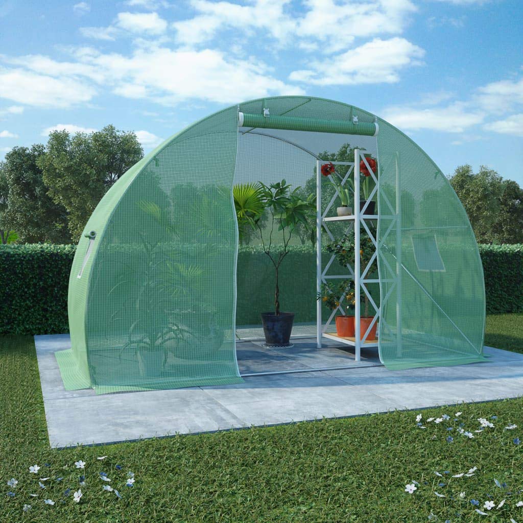 Serra da 4,5 m², 300 x 150 x 200 cm, con robusto telaio in acciaio, 2 finestre di ventilazione, porta, copertura resistente alle intemperie, ideale per giardino, piante, verdure, erbe, fiori