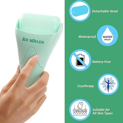 Miniatura 4 de Paquete de 2 rodillos de hielo para masaje facial y corporal, rodillo facial para el cuidado de la piel para reducir las arrugas y la hinchazón