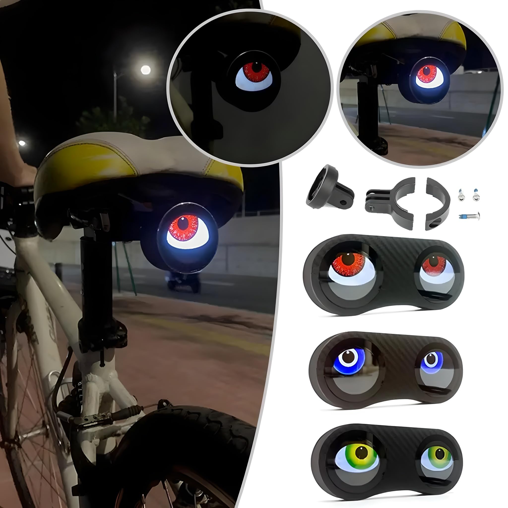 Fanale posteriore a LED ricaricabile tramite USB, programmabile, con design Smart Eyes, impermeabile, per biciclette, scooter, moto e auto