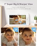 Comfyer BM01 7" HD Baby Monitor avec caméra et audio, 13 Cr 6000mAh La batterie fonctionne 2 Jours VOX Mode, vision nocturne automatique, preuve de piratage, télécommande PTZ