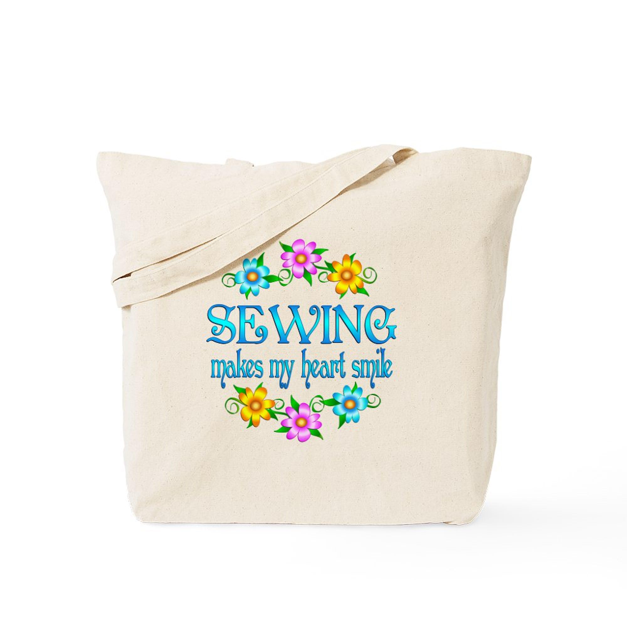 CafePress Sewing Smiles Tote Bag Reusable Natural Beige Canvas Shopping Bag