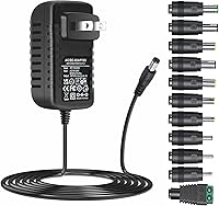 GuanTing 12V 2A Universal AC Adapter with 11 DC Plug Tips - 24W Power Supply for Routers, LED Lights, Cameras (4.5 Stars, 5900+ Reviews)