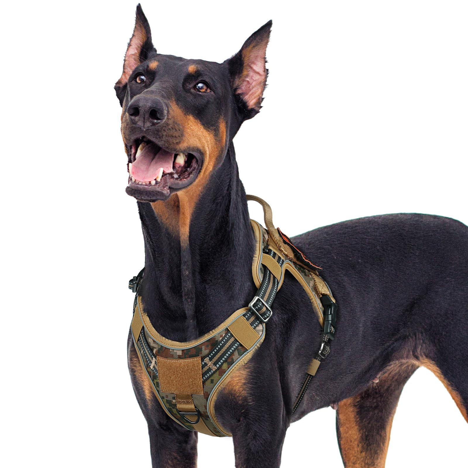 rabbitgoo Dog Harness for Large Dogs No Pull, Tactical Service Pet Vest with Molle and Control Handle, Adjustable and Reflective Military Harness for