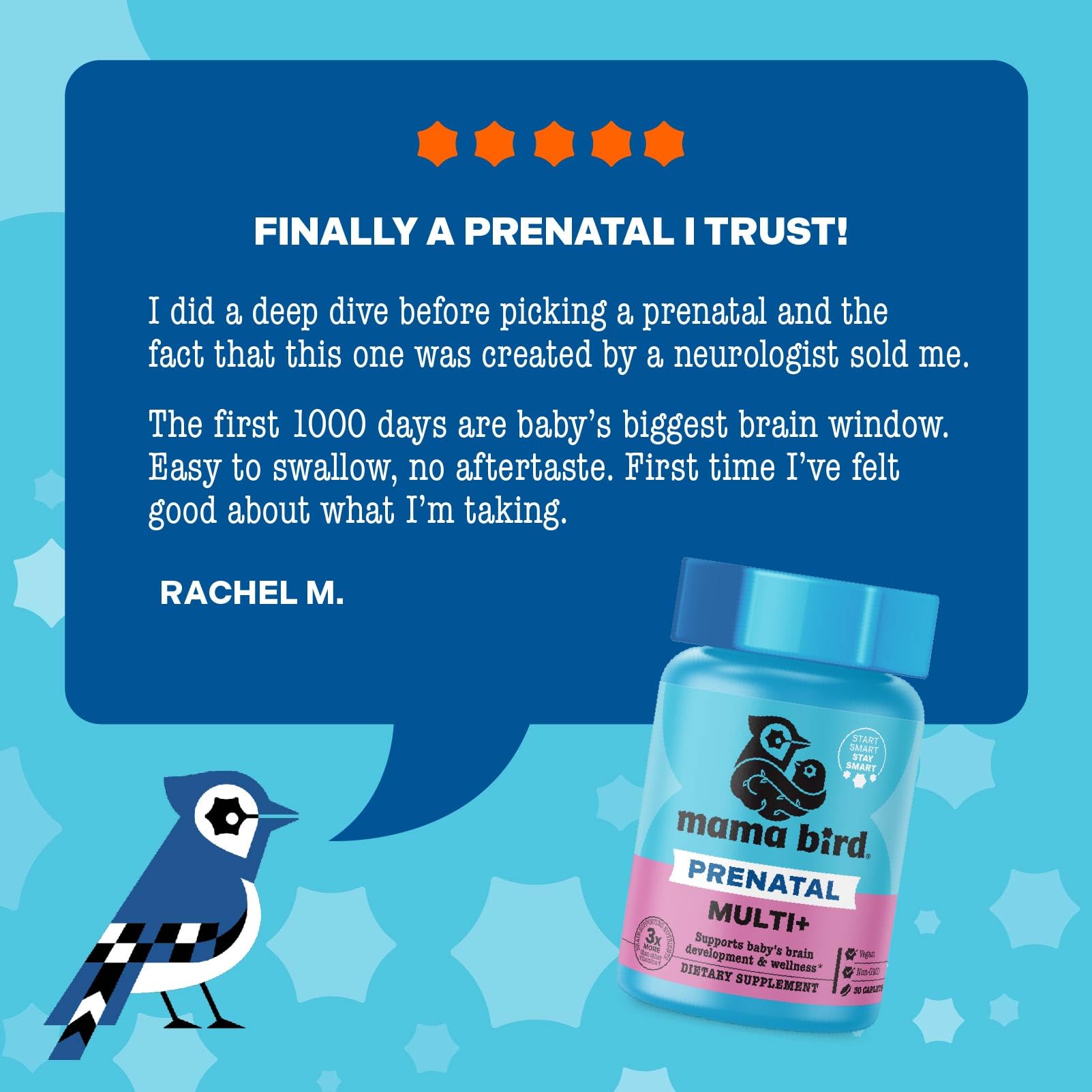 Mama Bird - Prenatal Multi+ (30 Servings) Prenatal Vitamins for Women - 30+ Essential Nutrients, Baby Brain Health - Methylfolate & Probiotics, Methylated Multivitamin - Vegan, Gluten Free, Non GMO — Amazon image 8