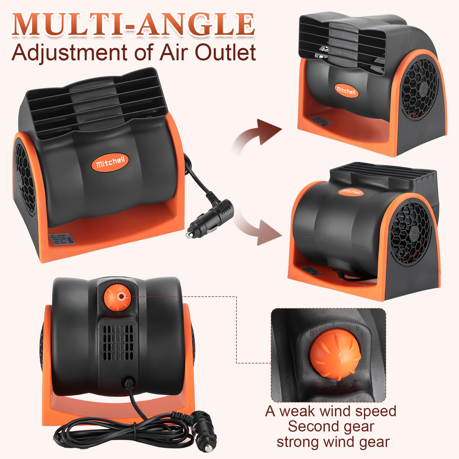 Amazon.com: Tujoe 2 Pcs 24V Car Fan Car Vehicle Electric Cooling 