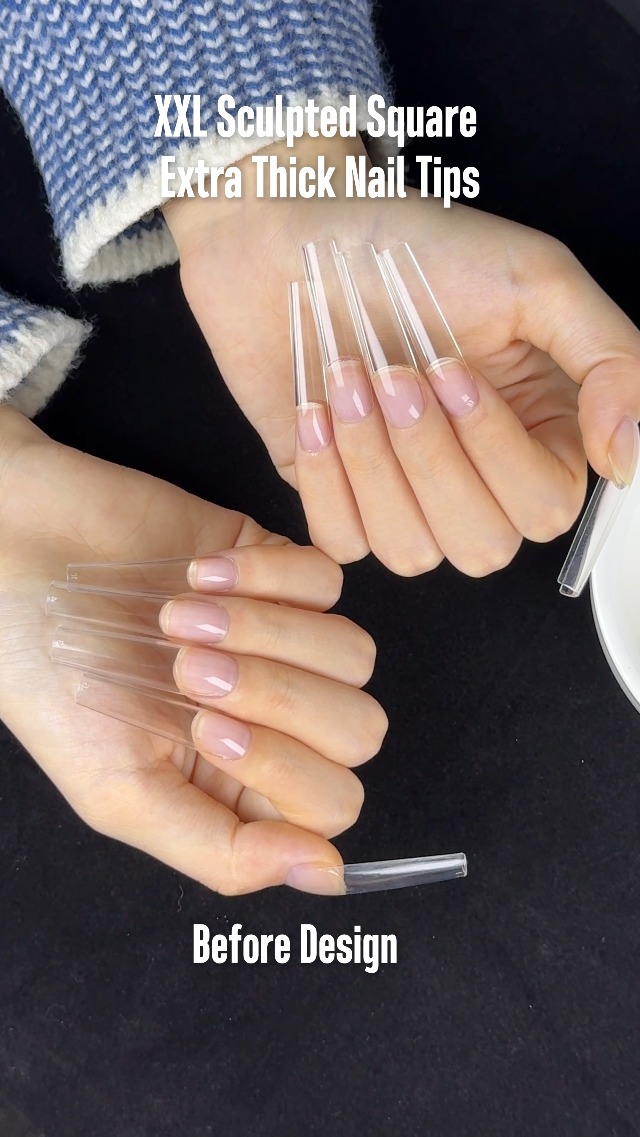 Amazon | NOVO OVO XXL Sculpted Thick Square Nail Tips スカルプ