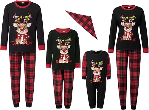 Awoscut Christmas Family Matching Pajamas Christmas Pjs Holiday Nightwear Sleepwear Sets Long Sleeve Pjs(Kz-15,Large,Dad)