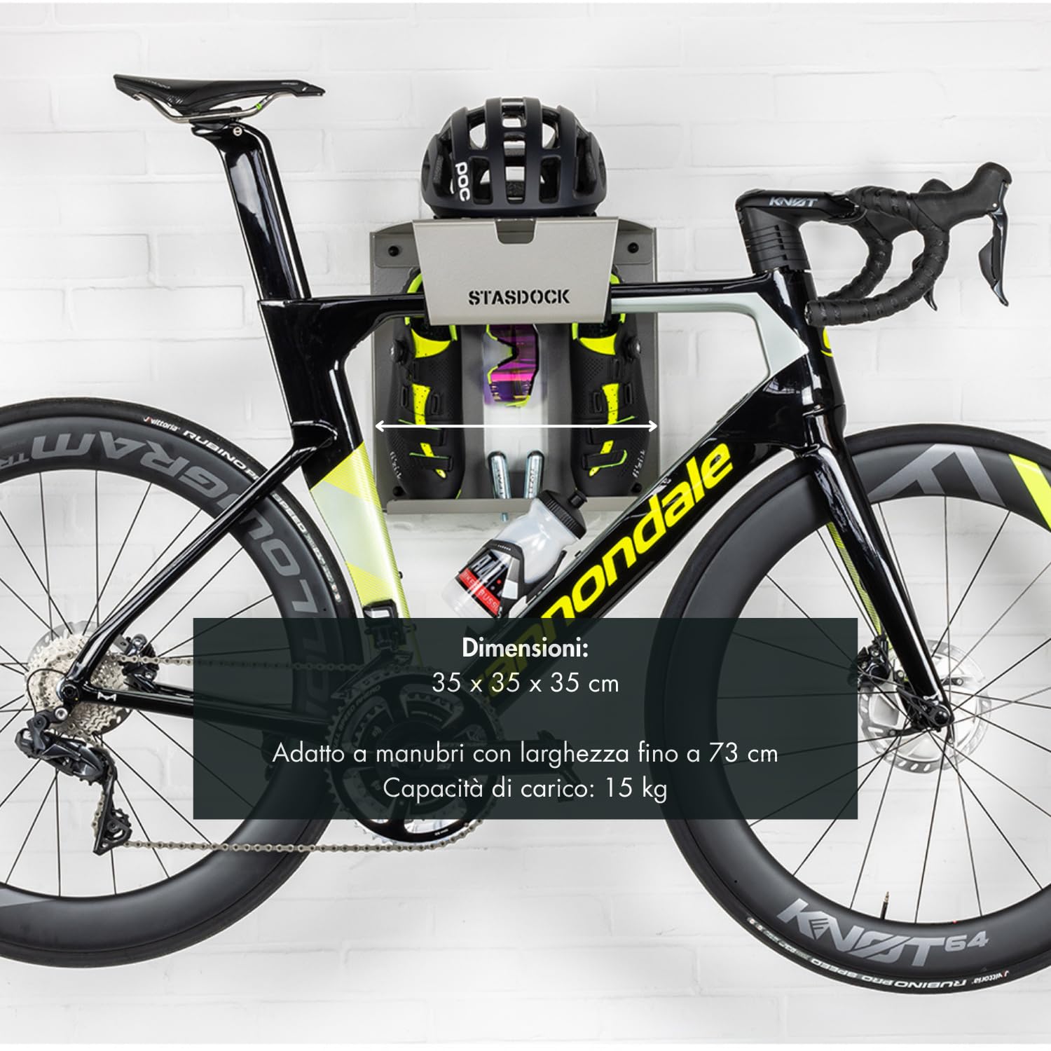 Stasdock Supporto Bici da Muro con Mensola e Accessori - Portabici da Parete per Garage