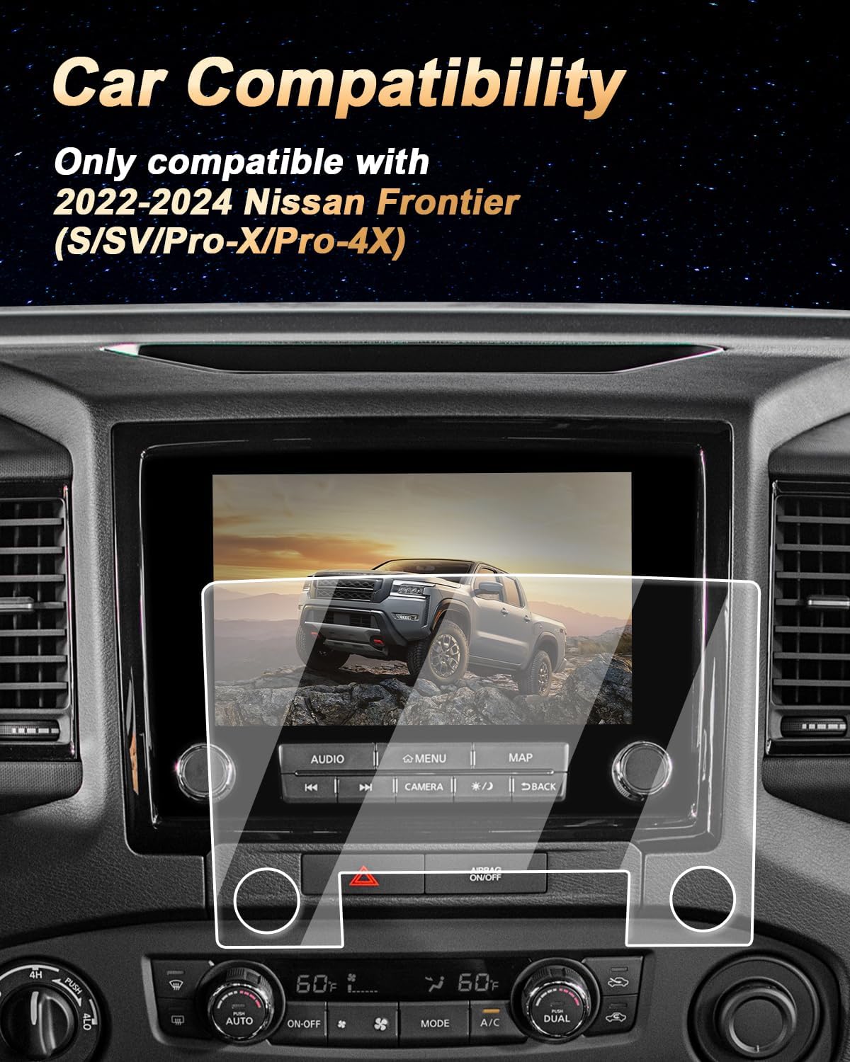 Screen Protector For 2022-2024 Nissan Frontier - 9-Inch Navigation Tempered Glass Screen Protector For 2022-2024 Frontier(Pro-X/Pro-4X) Accessories 9H Hardness Tempered Glass- HD Clear & Anti Fingerprints