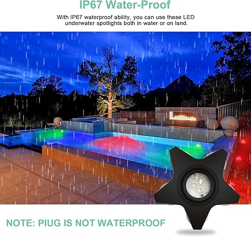 Miniatura 7 de Luces sumergibles para piscina, luz LED RGB impermeable para piscina, estanque, fuente, acuario, control remoto de bajo voltaje, luces de estanque