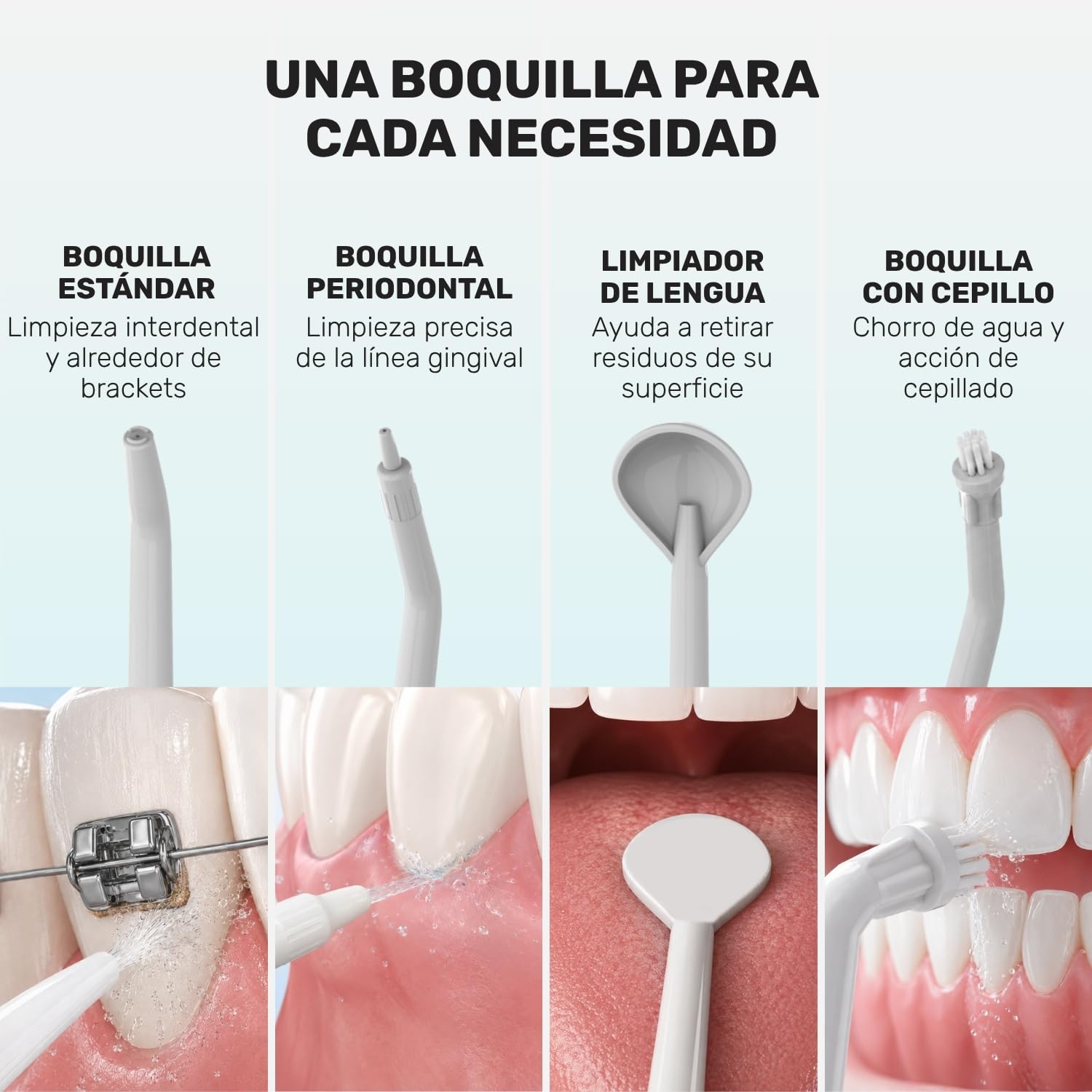 Taurus - Irrigador Bucal Portátil 9W, 340ml, IPX7, 3 Modos, 4 Boquillas