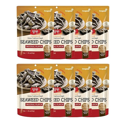 Dongwon YANGBAN - Chips de algas marinas Sabor original clásico Auténtico bocadillo de algas coreanas Nori Crujiente y ligero Bocadillo