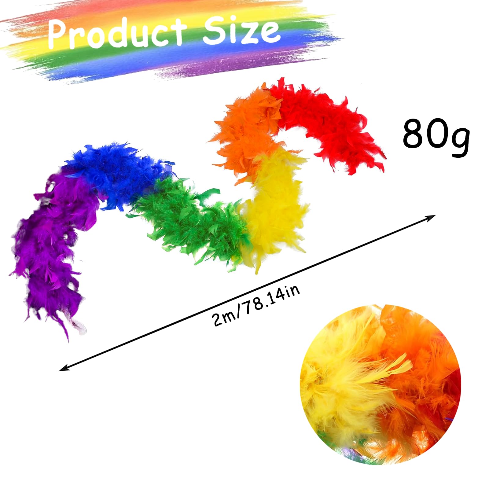 Guirlande De Plumes En Boa Turc - Longueur 2 M, Largeur 10-13 Cm - Pour Costume, Mariage, Danse, Fête, Cosplay - 12