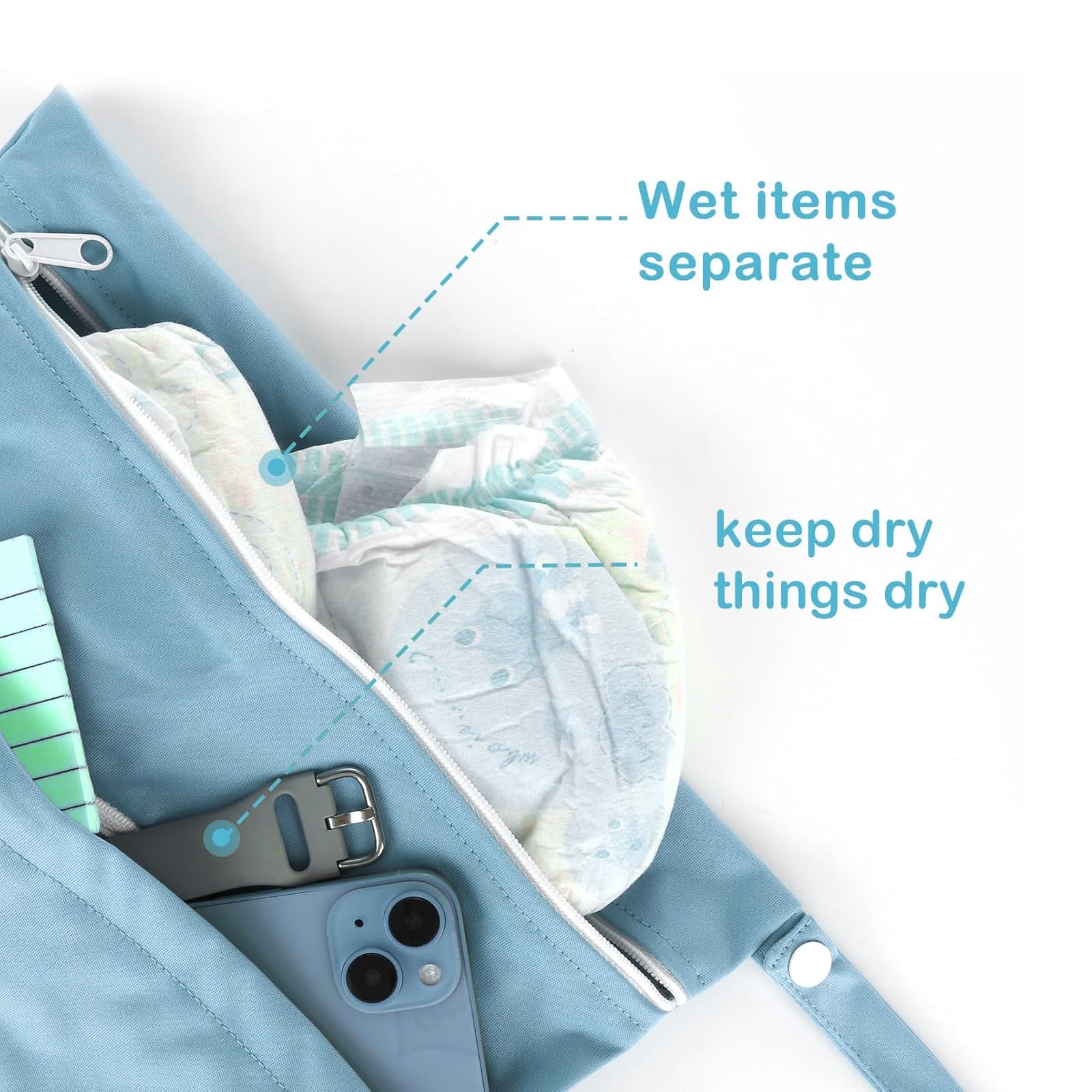 Borse impermeabili riutilizzabili con cerniera 40x30 cm wet bag grande