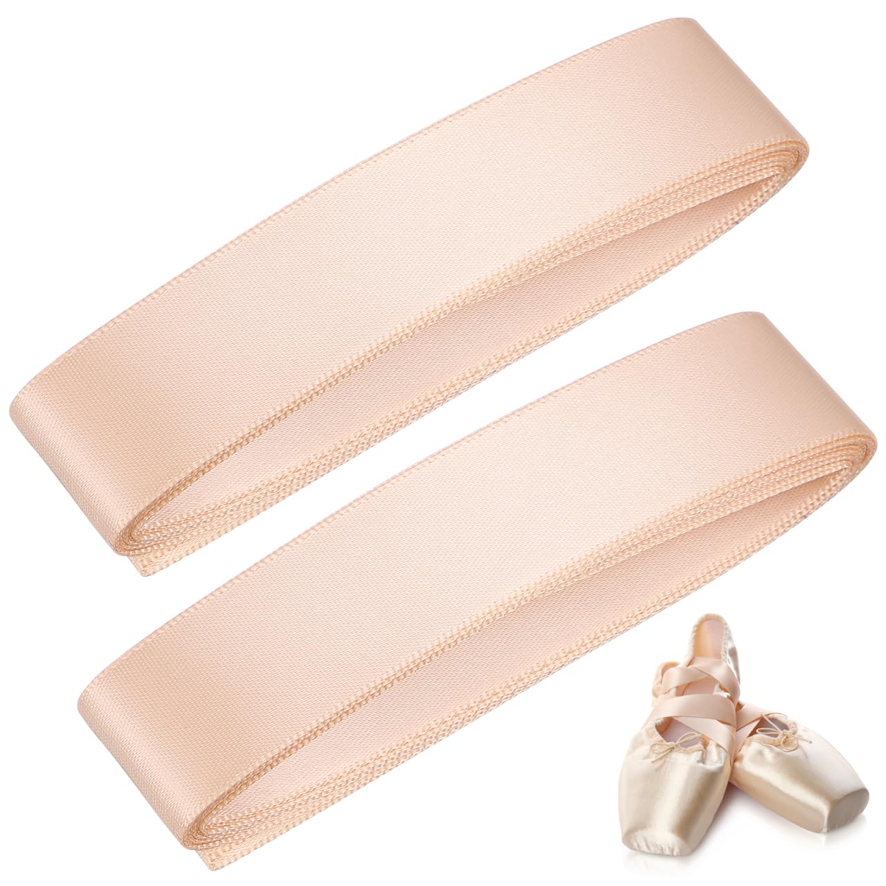 Gatuida 2pcs Satin Pointe Shoe Ribbons for Soft and Durable Ballet Shoe Straps, Easy to Sew Satin Dance Ribbons for Ballet Slippers and Dance Performances, Pink