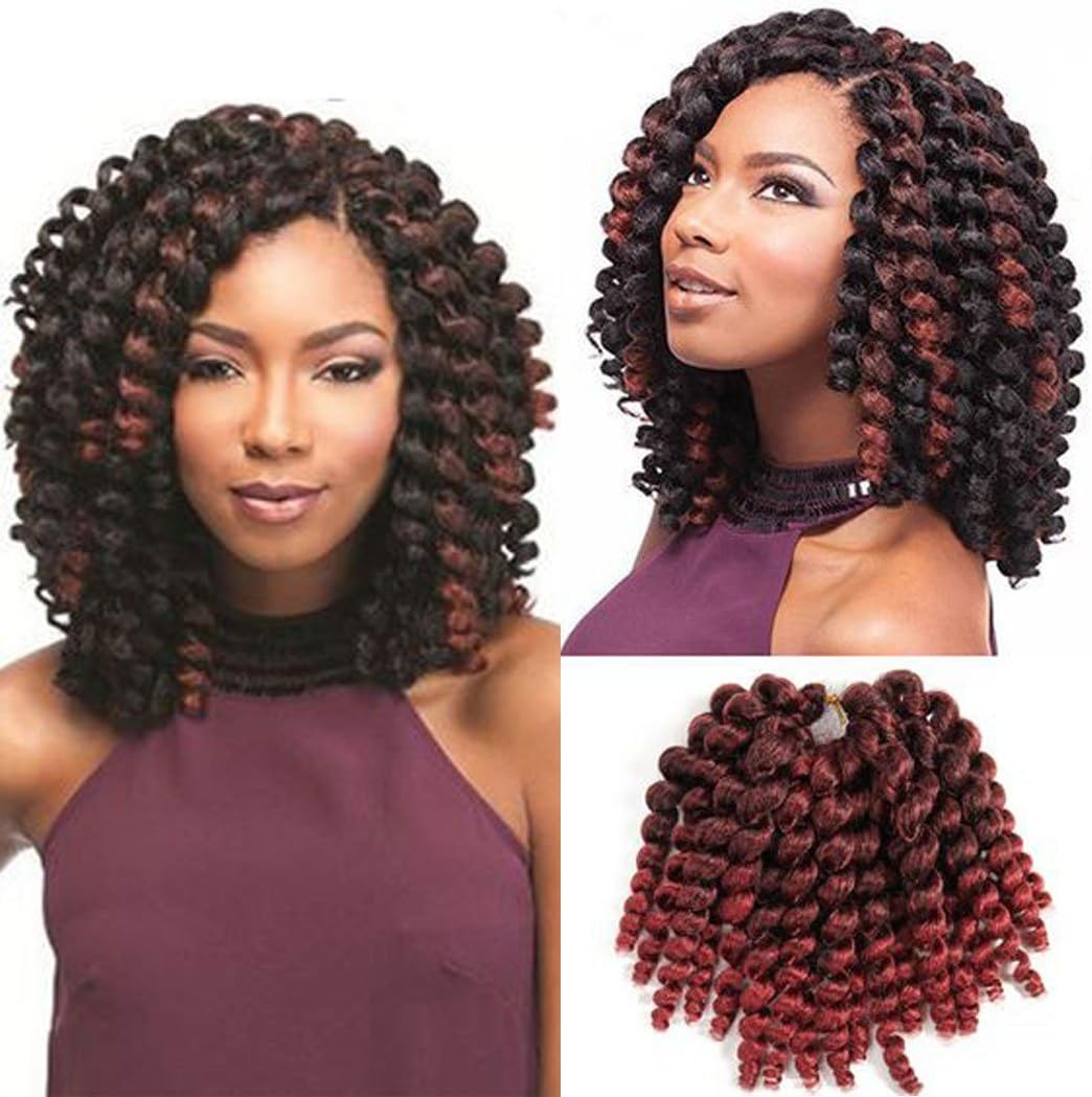 Wand Curls Jamaican Bounce Synthetic Hair Extension African Collection 8" 3 Packs JAMAICAN BOUNCE Crochet Braids extensions bug