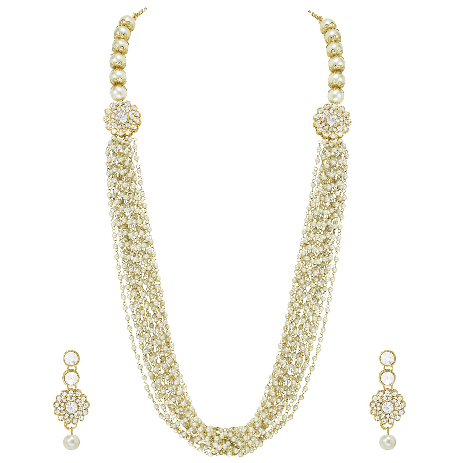 Peora Gold Plated Layer Beads Long Necklace with Earring Traditional Jewellery Set for Women Girls (B09P89RM7N) Amazon Price History, Amazon Price Tracker