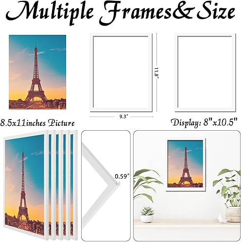 Vista 103 de Juego de 5 portarretratos de 10 x 14 pulgadas, marcos de fotos blancos de alta transparencia para galería de pared horizontal de escritorio vertical