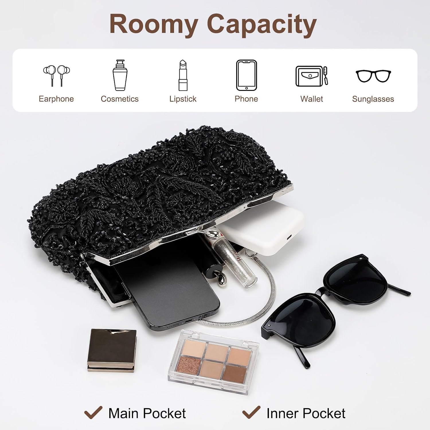 DTGN Clutch Purse Evening Clutch Bag Handbag Cross Body Bag Wallet for Women Formal Wedding Club Party