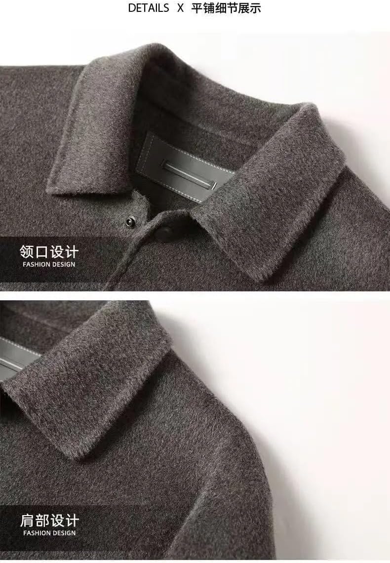 Men's Coat Autumn Winter Lapel Workwear Wool Detachable Down Liner Business Warm Woolen Jacket