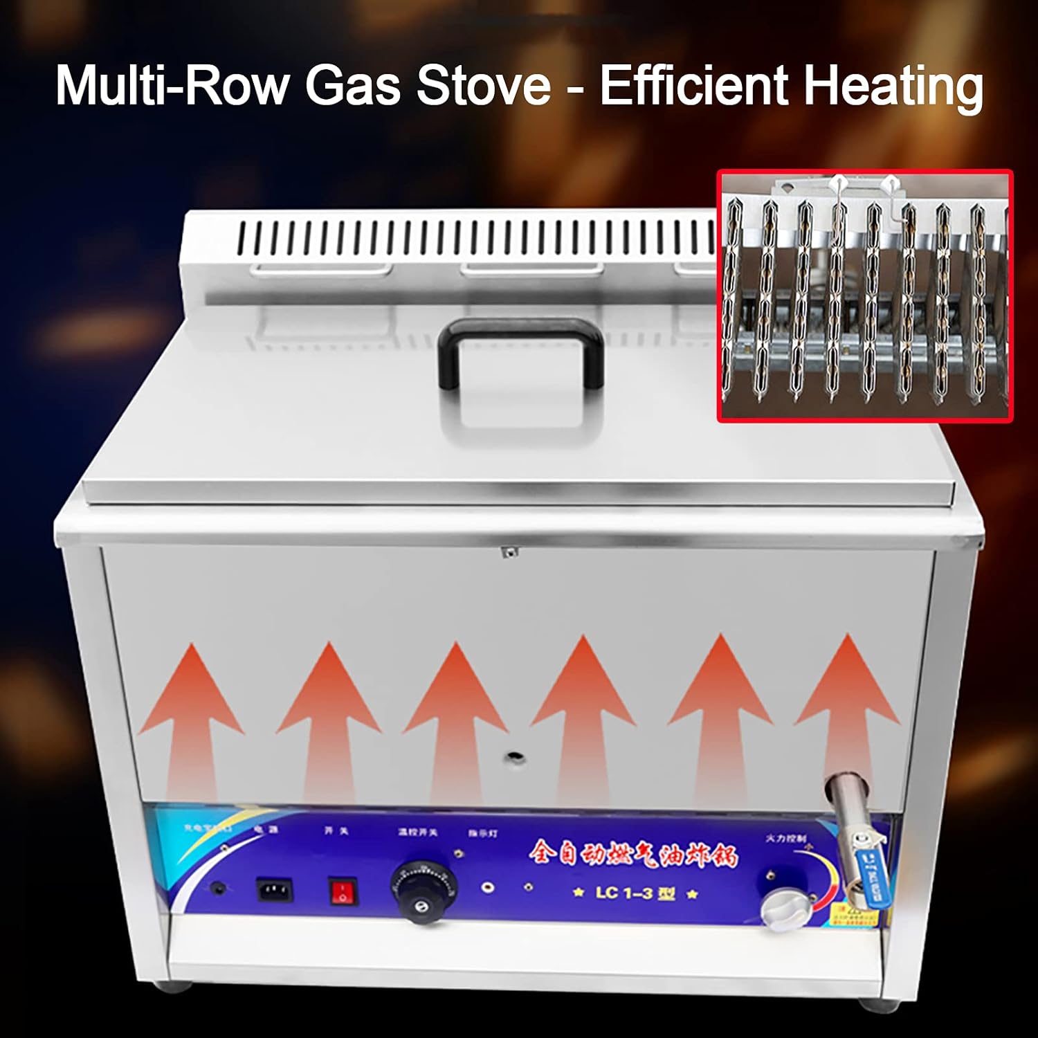 Commercial Gas Deep Fryer, Heavyduty Stainless Steel Deep Fryer with Drain System, Temperature Control 50300℃, for French Fry Restaurants Fast Food Stands 15L/25L/40L