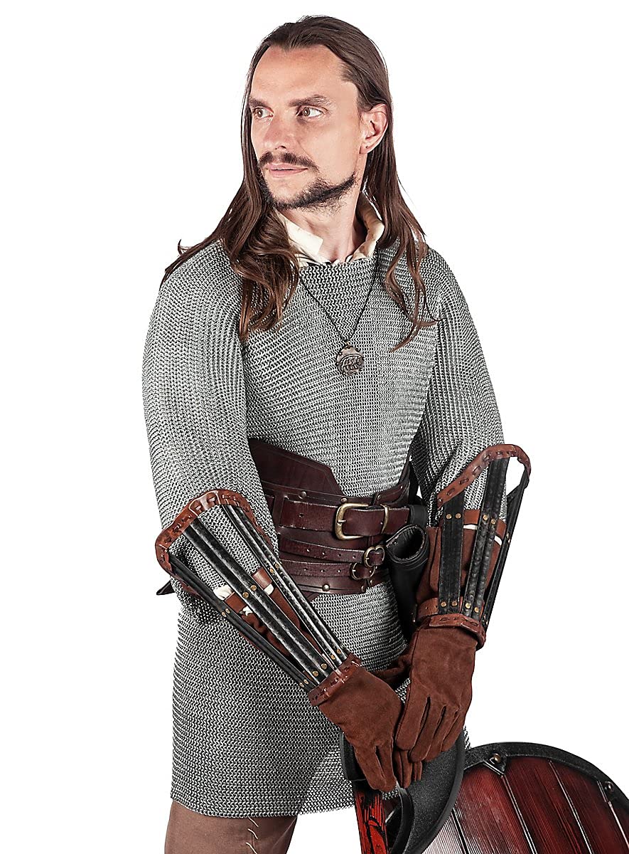 Andracor - handgearbeiteter Schwerer Rüstgürtel aus echtem Leder für Söldner, Schurken und raue Krieger - LARP, Cosplay und Fantasy - Schwarz - Größe L-XL