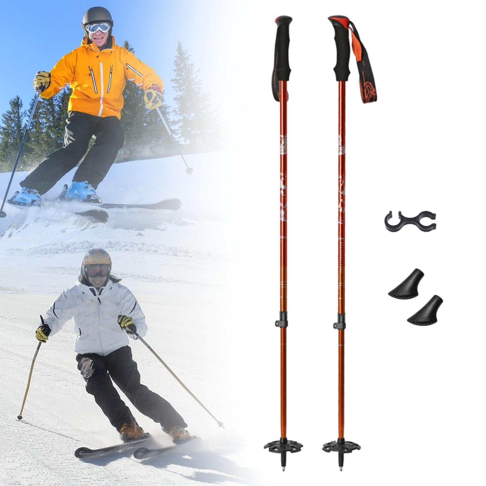 Almencla 1 Paire de Bâtons de Ski, Tubes Télescopiques Réglables, Alliage D'aluminium, Système de Verrouillage, Poignée Confortable pour Les Vacances