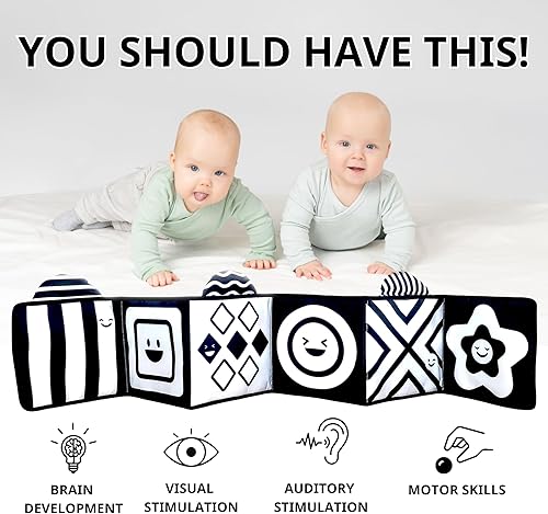 Miniatura 2 de Lalala Baby Juguetes para bebés de alto contraste en blanco y negro de 0-6, 6-12 meses, libro suave para el tiempo boca abajo, juguetes sensoriales