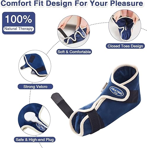 Miniatura 10 de 1 par de calentadores eléctricos de tobillo para pies, almohadillas térmicas para pies, calor penetrante profundo para tendinitis de Aquiles y