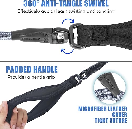 Miniatura 4 de Heydoggy Correa antideslizante para perro, correa antideslizante fuerte para entrenamiento de perros giro de 360 antienredos - 4 pies6 pies, nailon