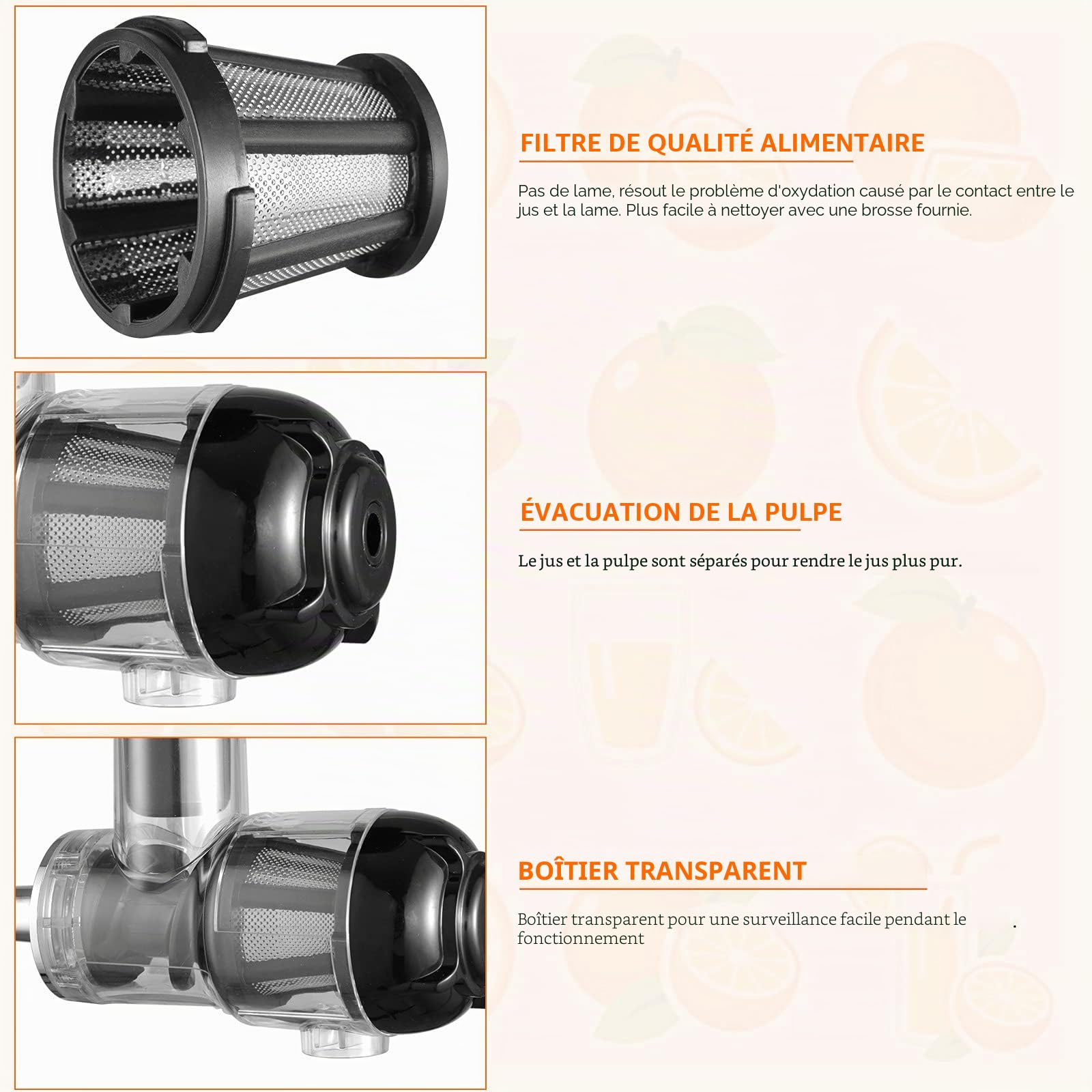 Gdrtwwh Extracteur de Jus de Fruits et Légumes Slow Juicer Presse-agrumes pour tous les mixeurs KitchenAid - Accessoire de presse-agrumes
