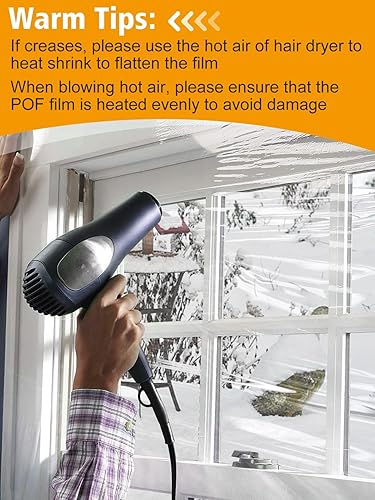 Miniatura 12 de Apipi Thicken Window Insulation for Winter - Fits 5 Windows of 3' x 5' Durable Sealing Plastic Film Cover, Clear Shrink Window Insulation Kit with