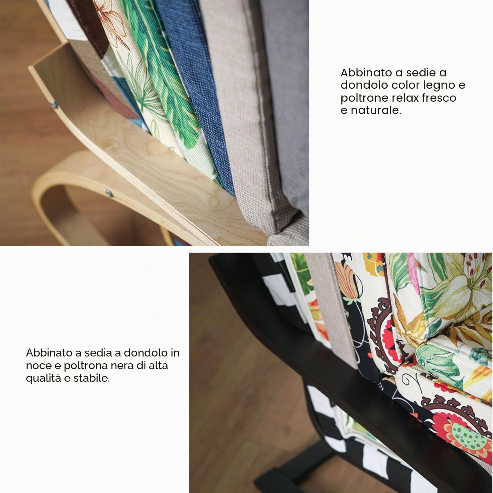 Cuscino per poltrona Poang da 1 pezzo, morbido cuscino di ricambio per sedia a dondolo con rivestimento rimovibile Cuscino in cotone per sedia Poang antiscivolo, spesso imbottito,Blue triangle