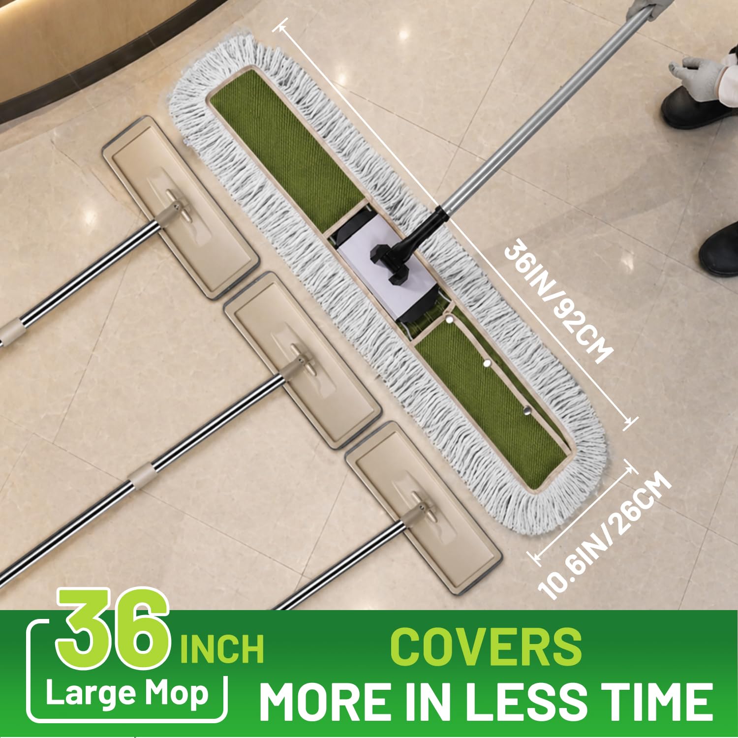 36" Commercial Dust Mop for Janitor: Dust Broom for Hardwood Floor Cleaning